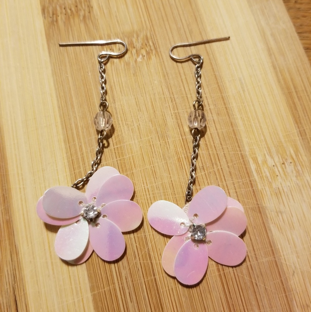 Spring Pink Flower Earrings